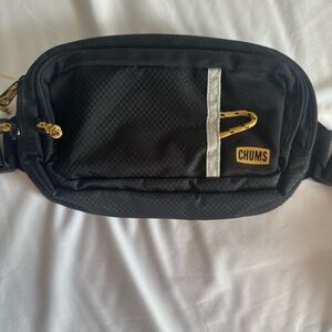 Black Belt Bag with Gold Accents